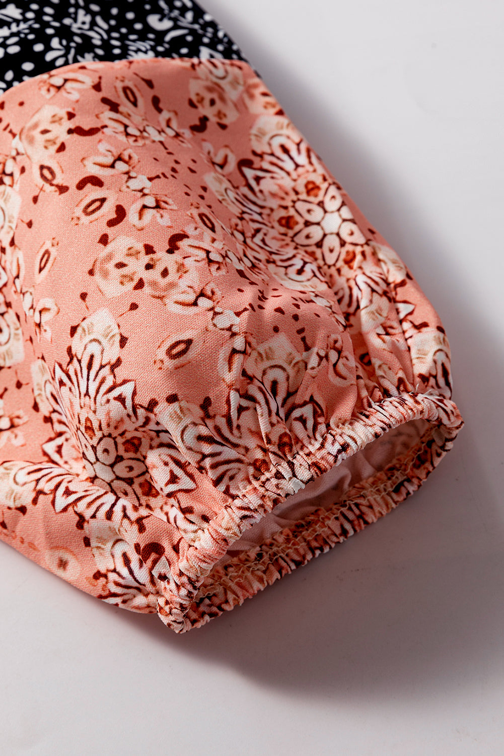 Love Salve  Beige Floral Patchwork Textured Knit Drawstring Love Salve