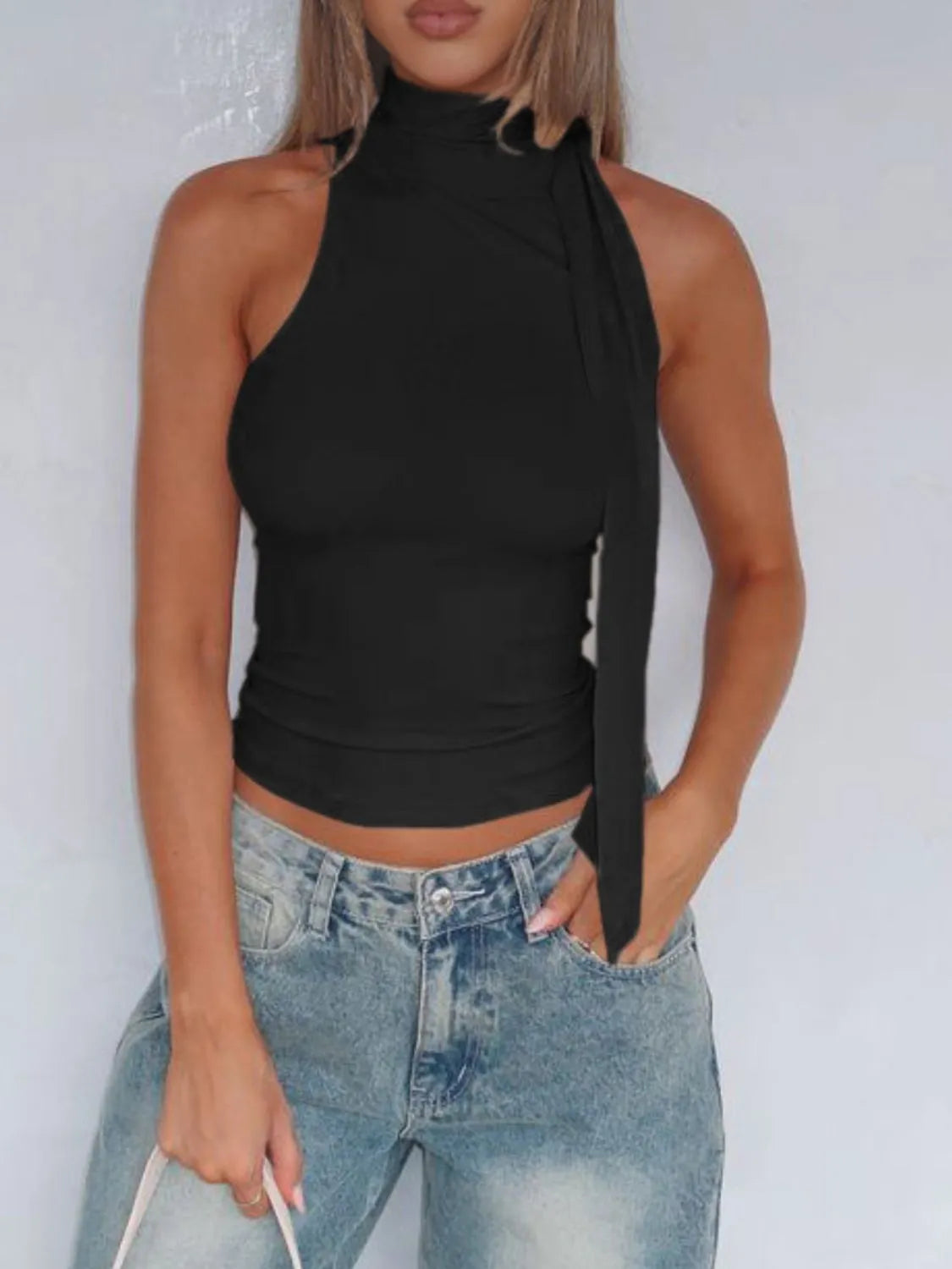 Chic Twist High Neck Tie Cami