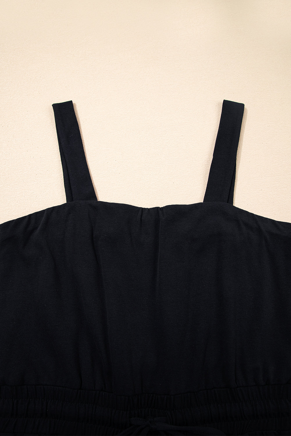 Black Drawstring Wide Leg Cargo Pockets Sleeveless Jumpsuit