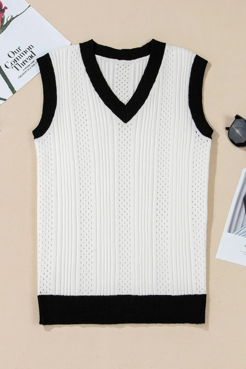 Simply Love: Knit Vest - Eyelet Trim