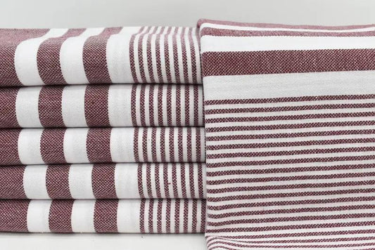 Burgundy Monte Carlo Turkish Towel 40 Inch by 70 Inch Hand Loomed 100 Percent Natural Cotton - Love Salve