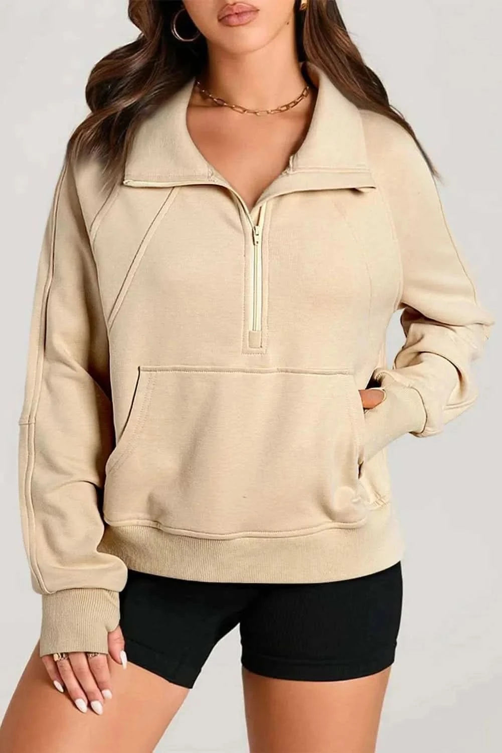 Half Zip Long Sleeve Sweatshirt - Love Salve