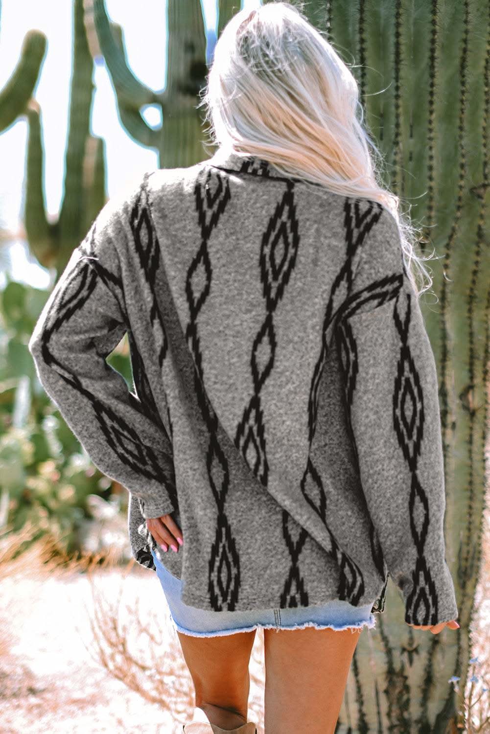 Chaqueta con bolsillos gris azteca - corte relajado