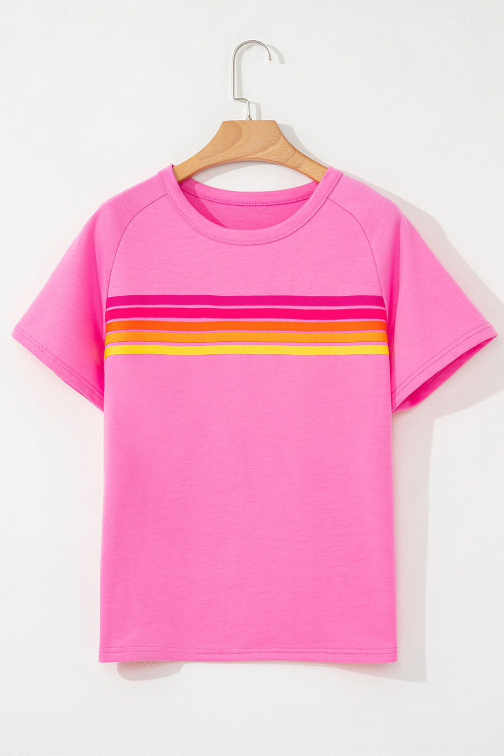 Bonbon Striped Patch Front Casual Tee for Women Styles