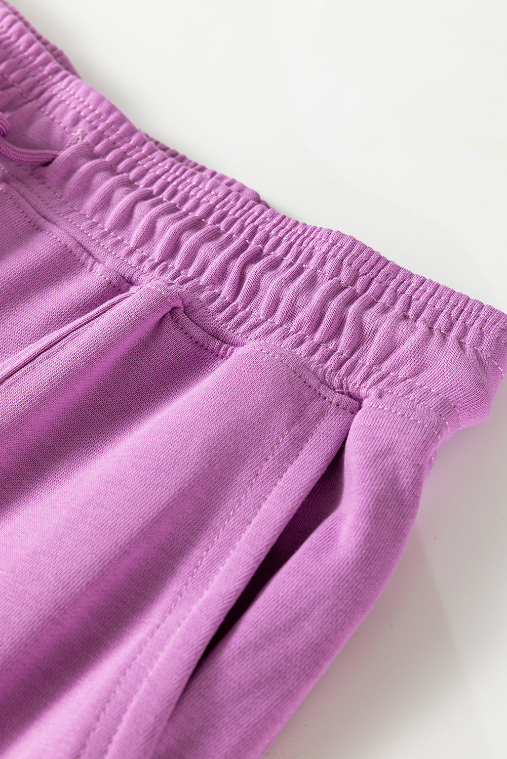 Lilac Drawstring Waist Patchwork Solid Color Jogger Pants