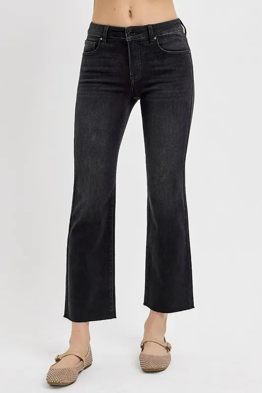 Risen Tummy Control Mid Rise Crop Straight Jeans - Love Salve