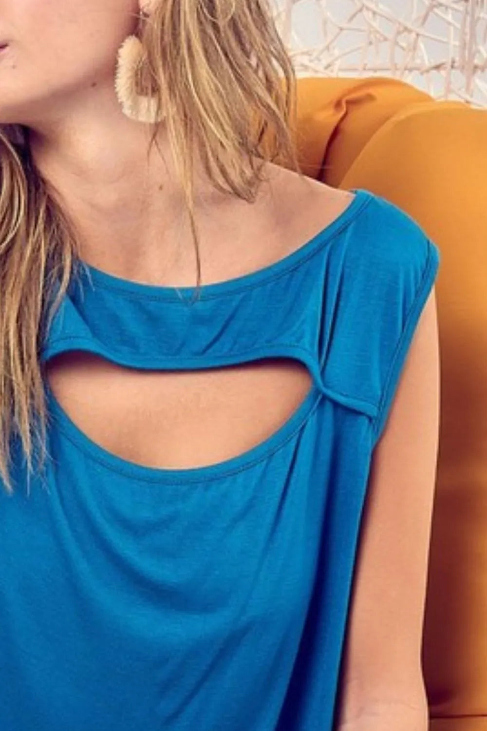 BiBi Rayon Span Knit With Cut Out Front Sleeveless Top - Love Salve