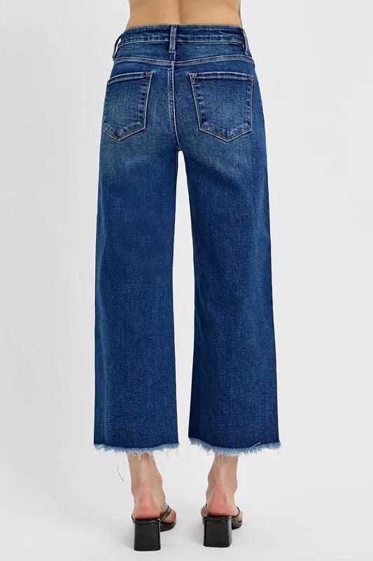 Risen Raw Hem Wide Leg Attached Buckle Jeans - Love Salve