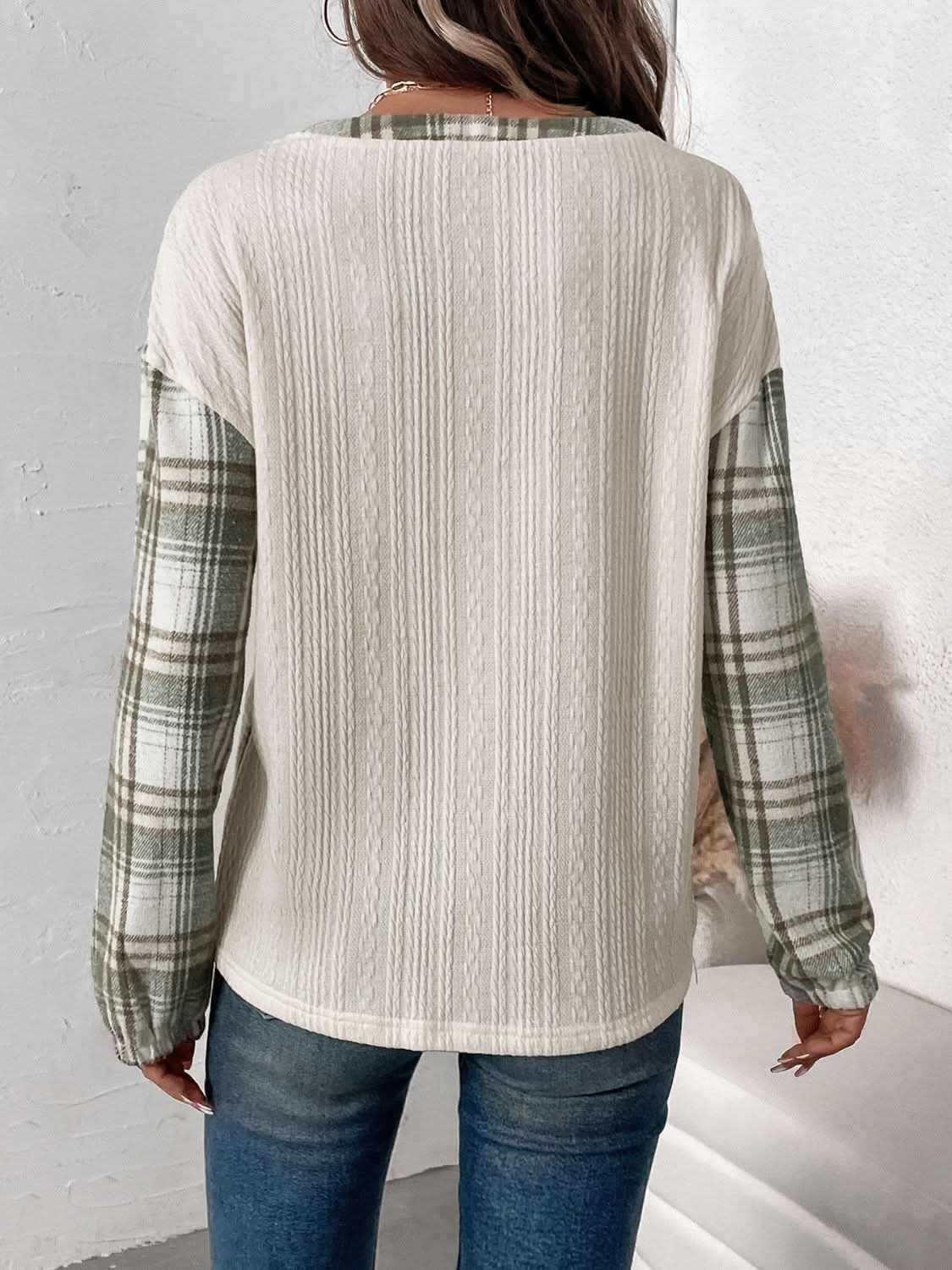 Plaid long sleeve button-up tee - Love Salve