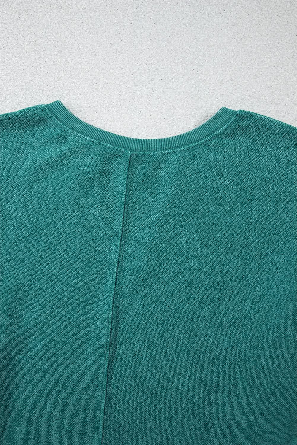 Skobeloff Solid Color Notched Neck Drop Shoulder Sweatshirt - Love Salve