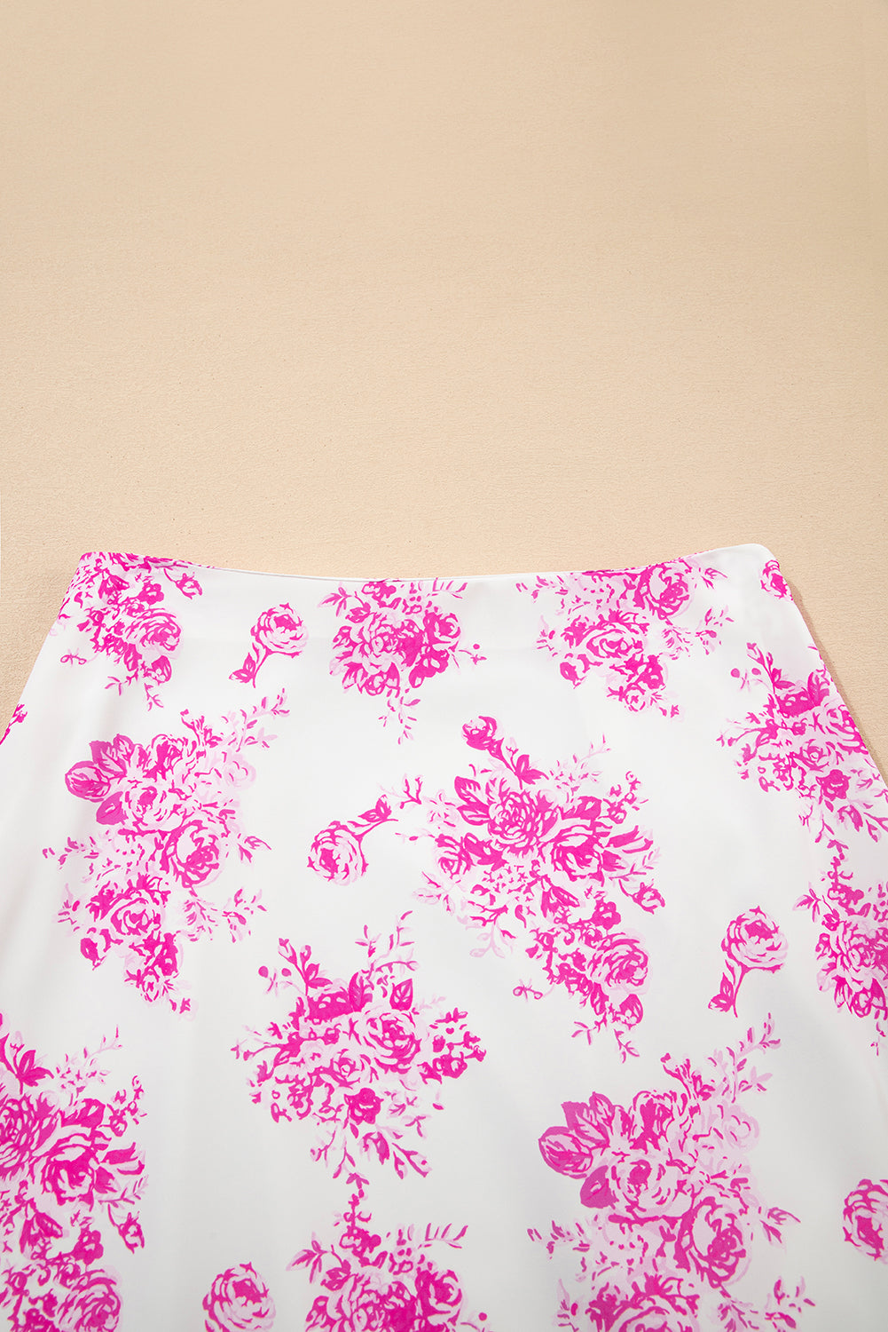 Rose Boho Floral High Waist Ruffle Split Maxi Skirt for Women