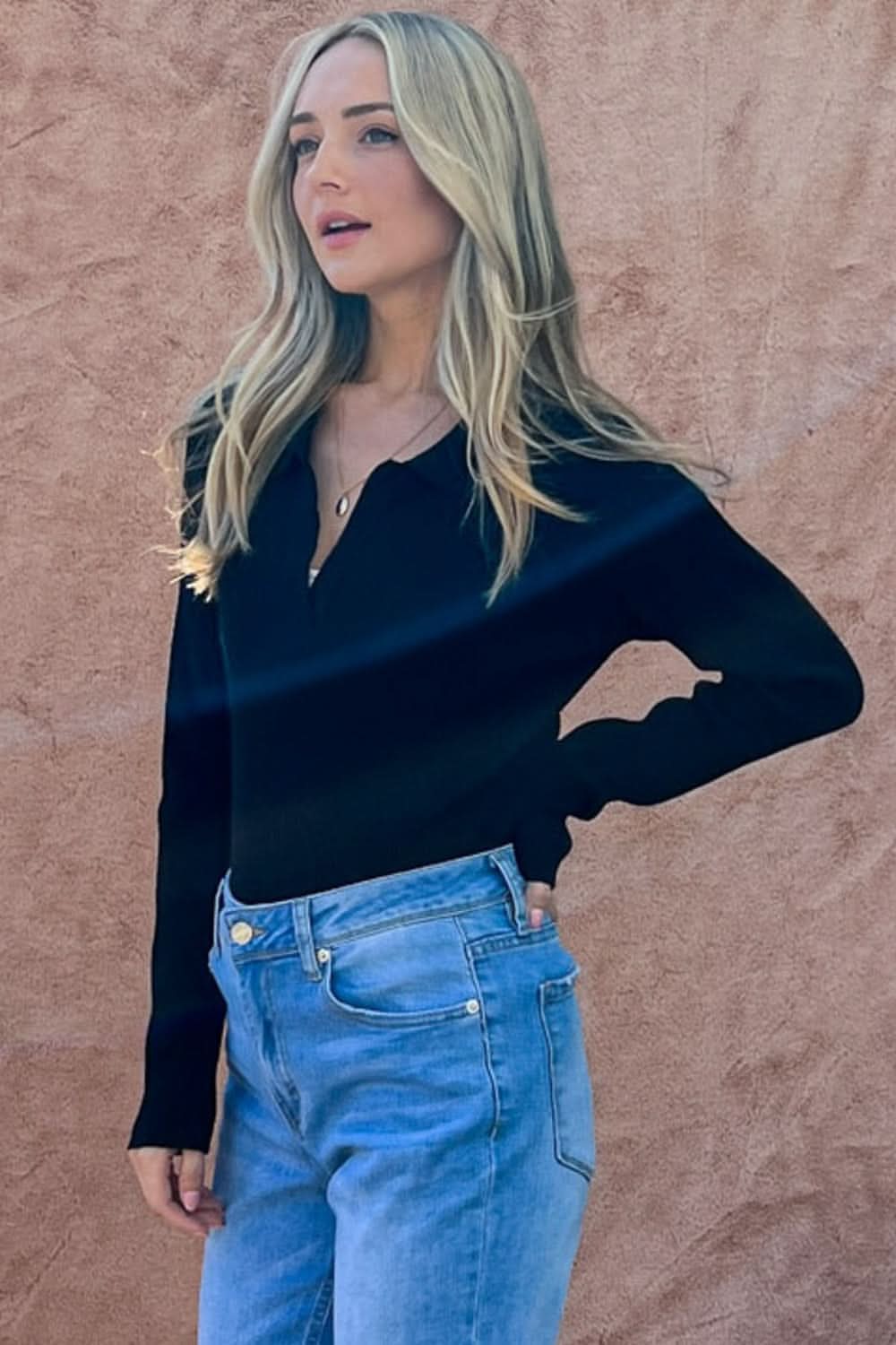 Johnny collar ribbed bodysuit - Love Salve