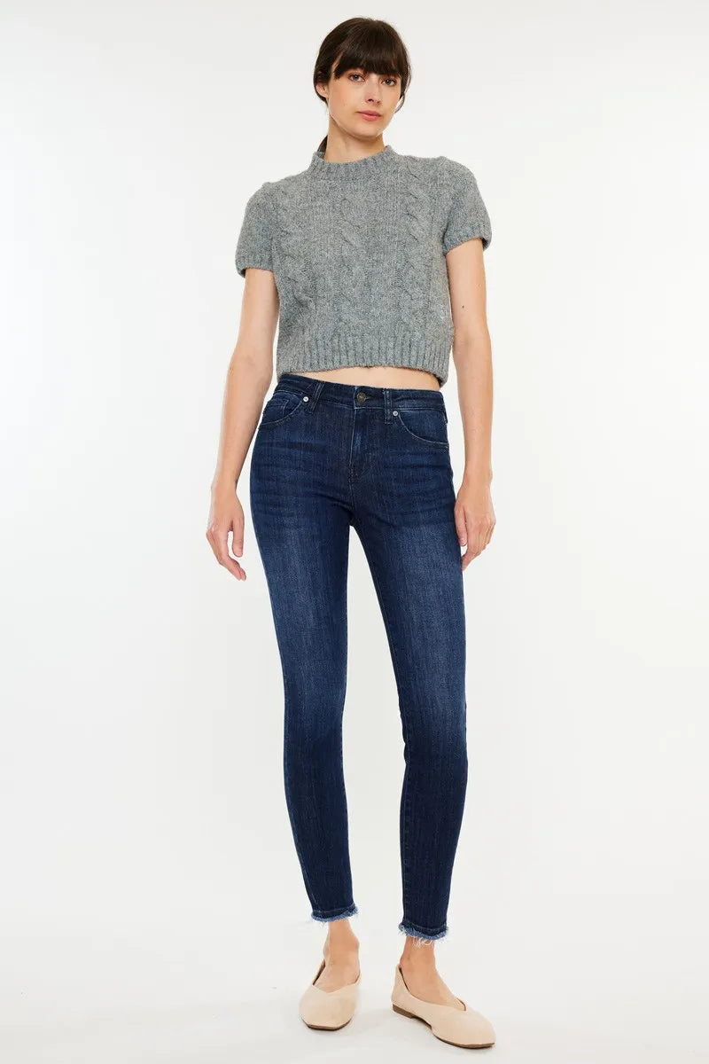 Kancan High Rise Slim Fit Raw Hem Ankle Jeans - Love Salve