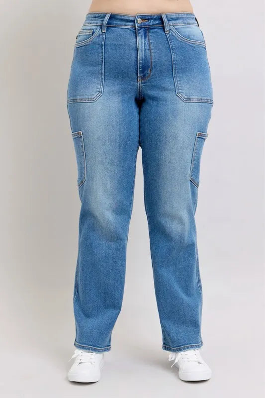 Judy Blue Plus Size High Waist 90s Straight Jeans - Love Salve