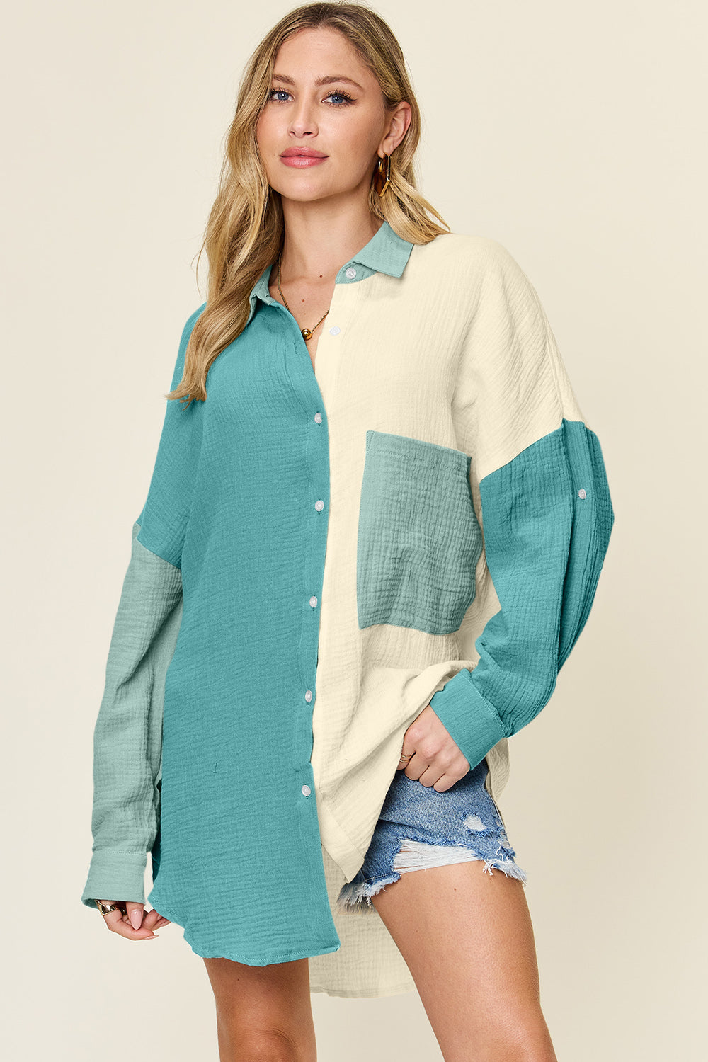 Double Take: Pocketed Button-Up Shirt
