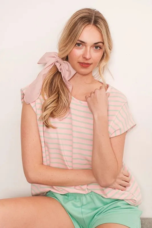 Lime 'N' Chili Striped Muscle Sleeve Top - Love Salve