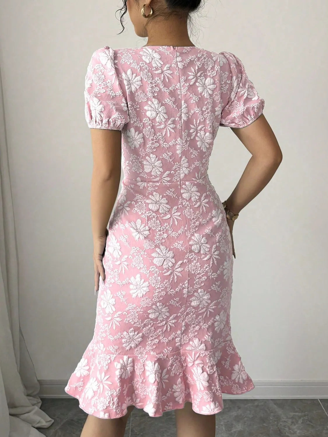 Floral Finesse Ruffle Hem Midi Dress