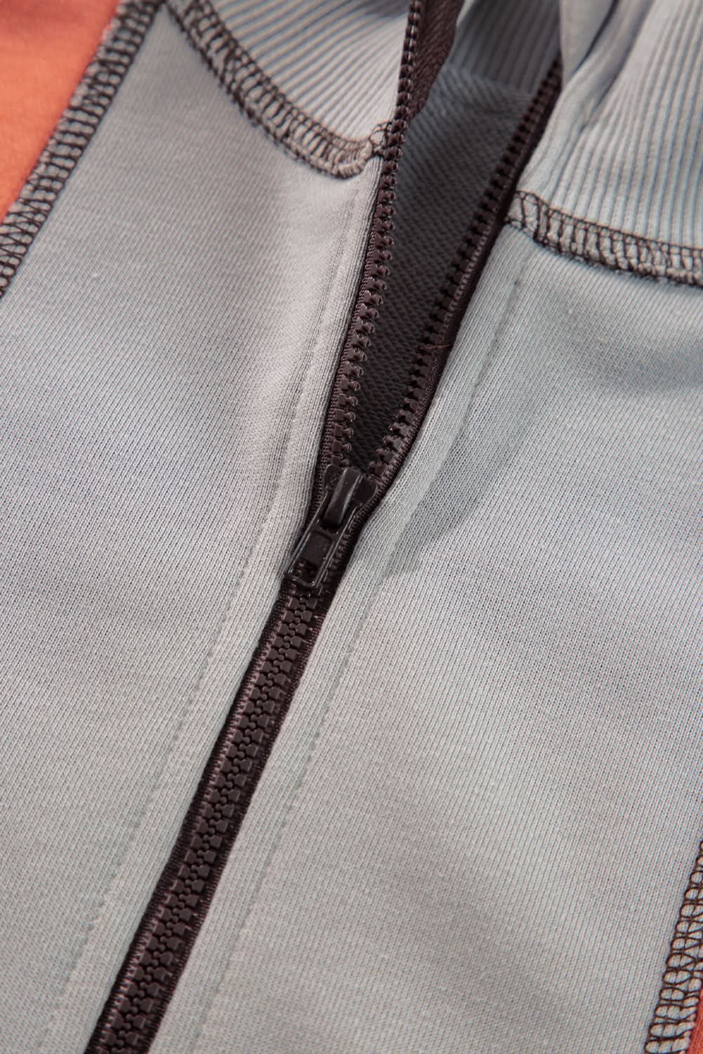 Light Grey Color Block Stitching Detail Half Zipper Sweatshirt - Love Salve