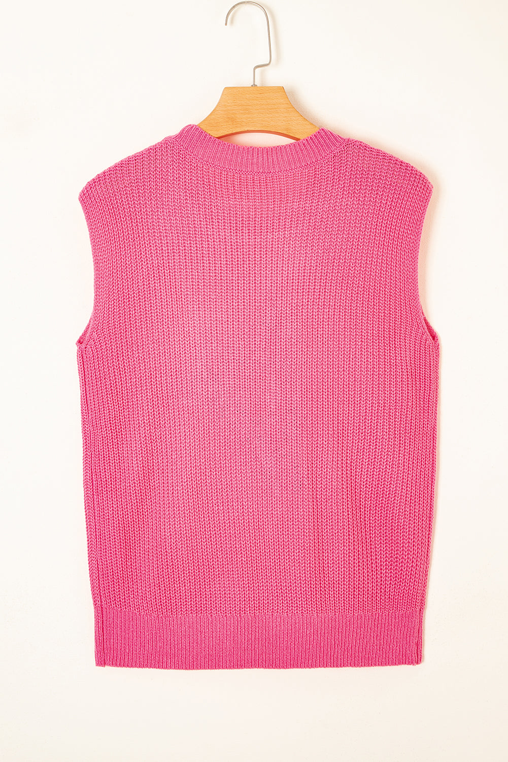 Bright Pink Western Cowboy Embroidery Sleeveless Sweater - Love Salve