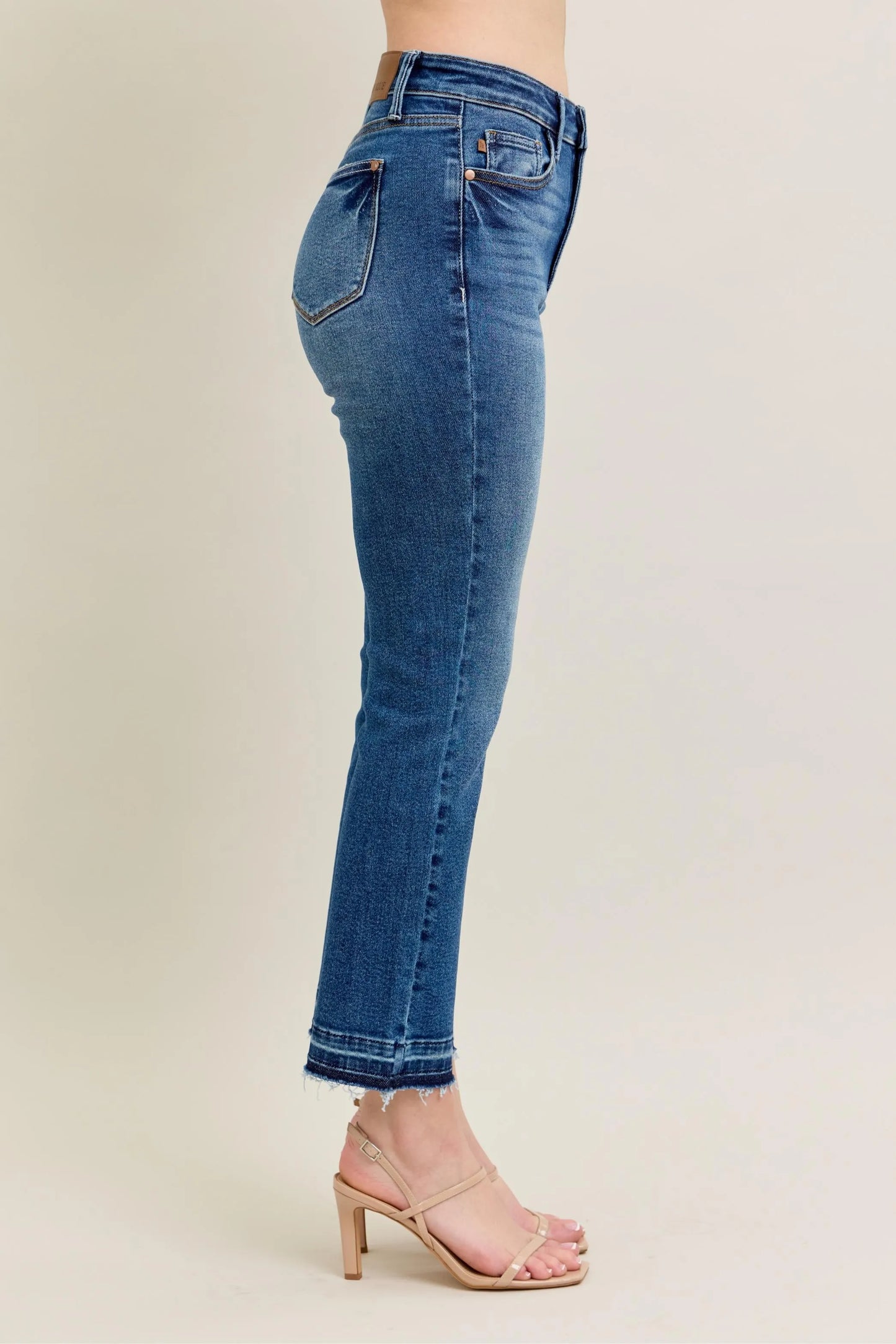 Judy Blue Full Size High Waist Vintage Wash Release Hem Kick Flare Jeans Plus Size - Love Salve