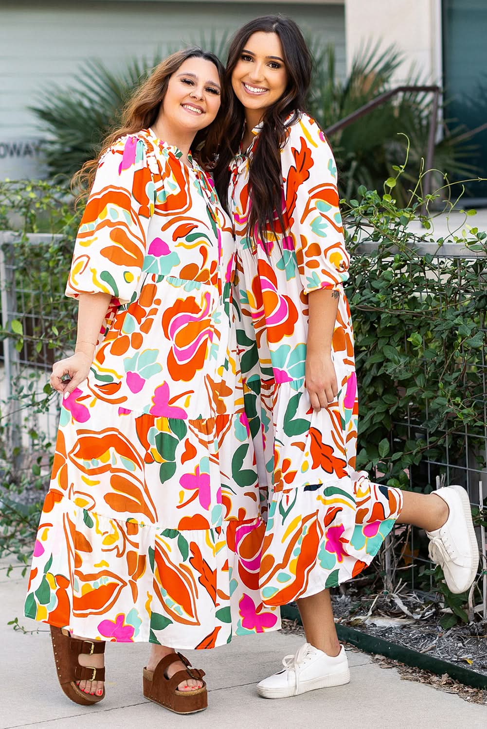 Plus size orange floral dress - Love Salve