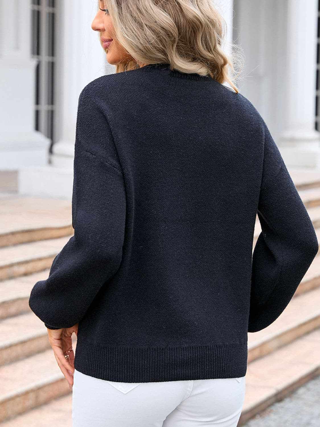 Charming bow print long sleeve sweater - Love Salve