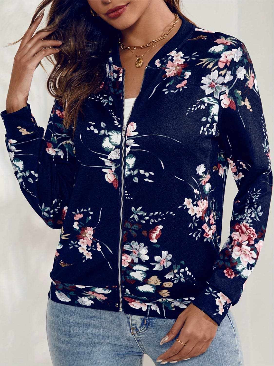 Stylish printed long sleeve jacket - Love Salve
