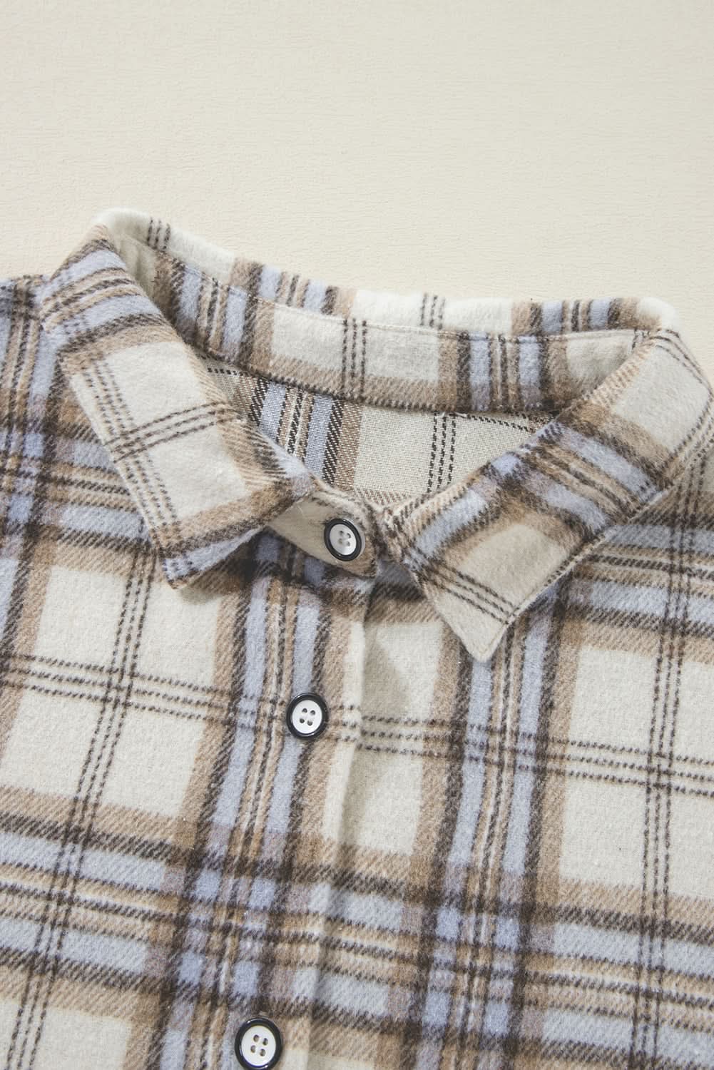 Chic white plaid plus size shacket - Love Salve