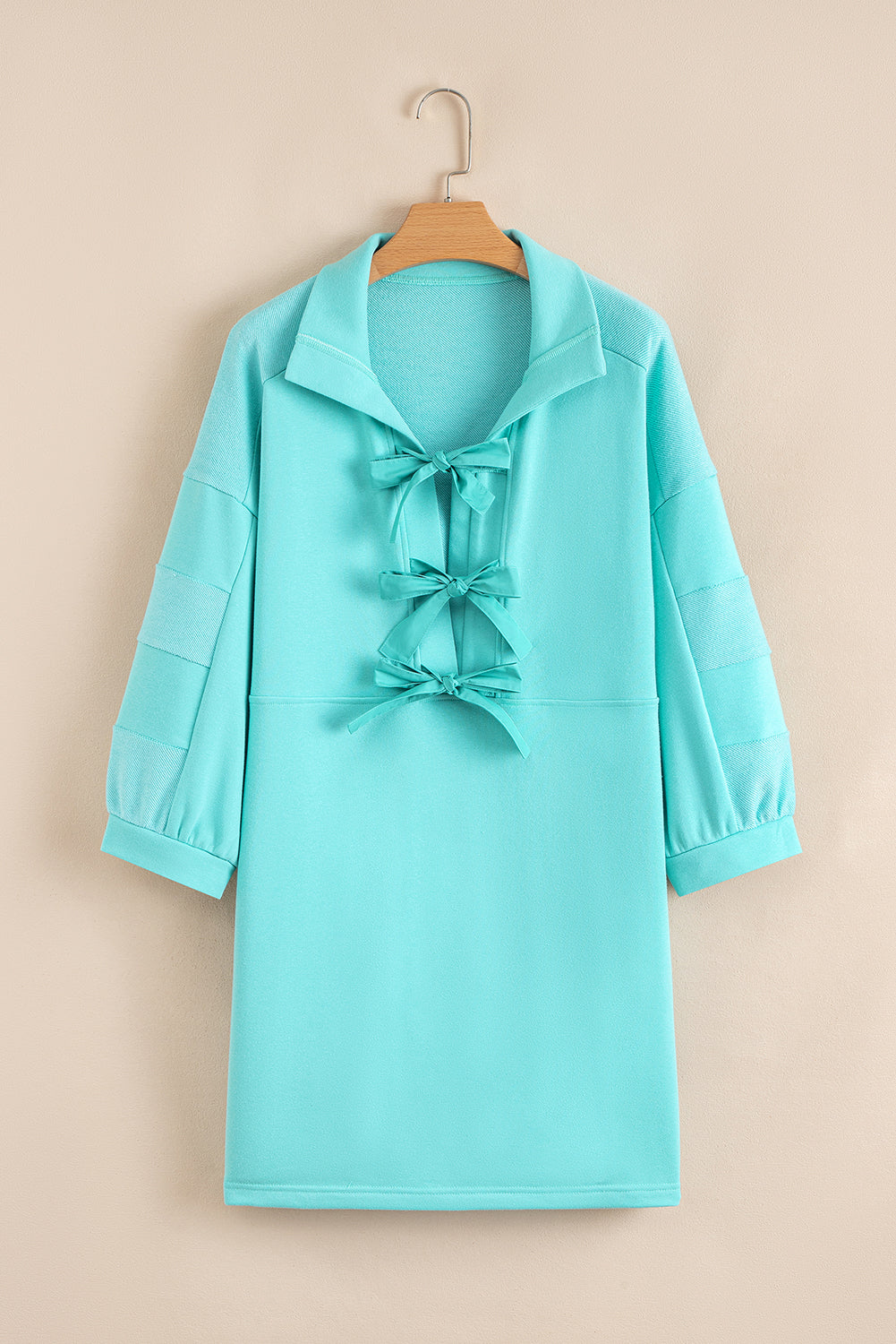Moonlight Jade Bow Front Bracelet Sleeve Mini Dress