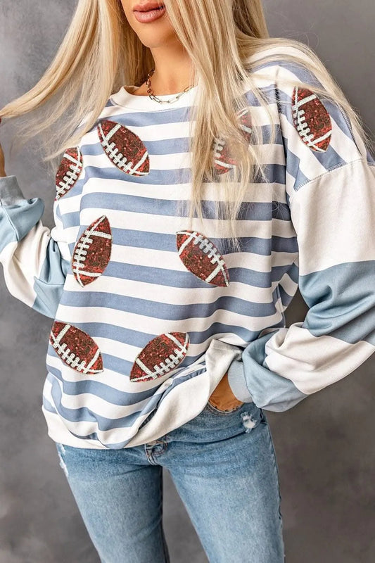 Sequin striped long sleeve top - Love Salve
