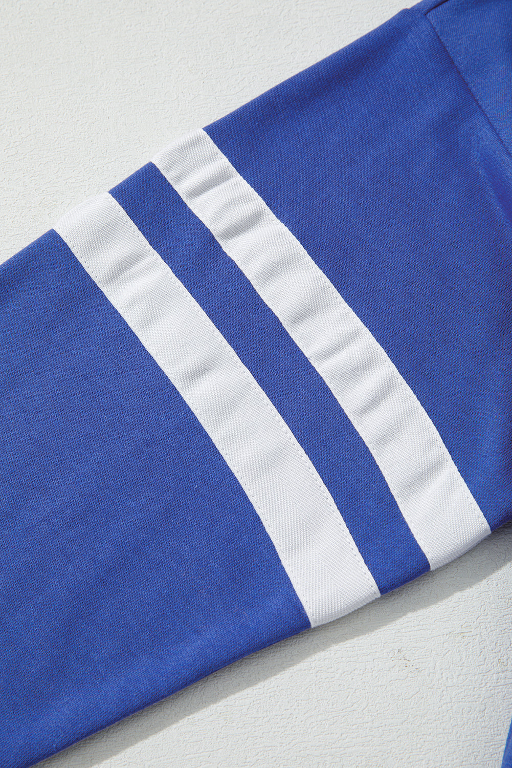Premium Sky Blue Varsity Striped Drop Shoulder Oversized Sweatshirt