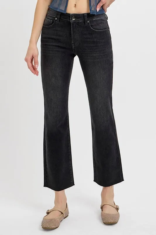 Risen Tummy Control Mid Rise Crop Straight Jeans - Love Salve