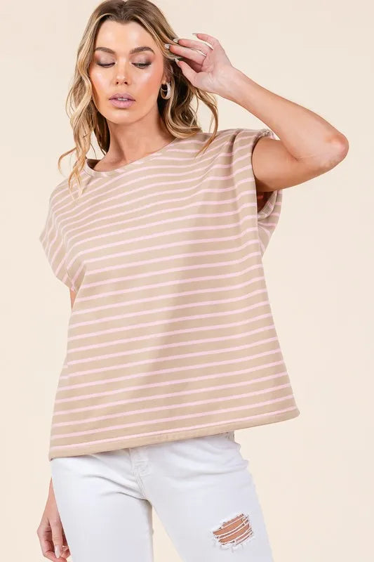 Lime 'N' Chili Striped Muscle Sleeve Top - Love Salve