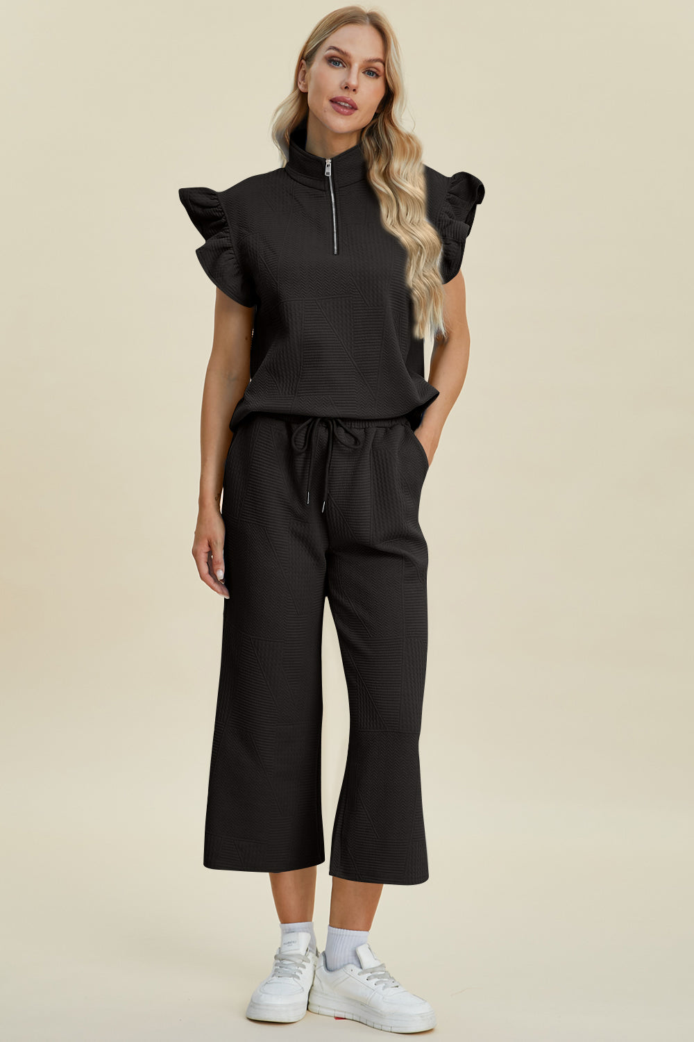 Double Take: Ruffle Top & Wide Leg Pants Set