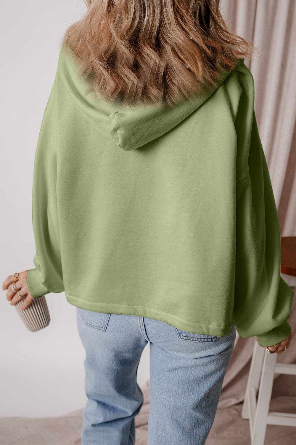 Casual half zip hoodie with pockets - Love Salve