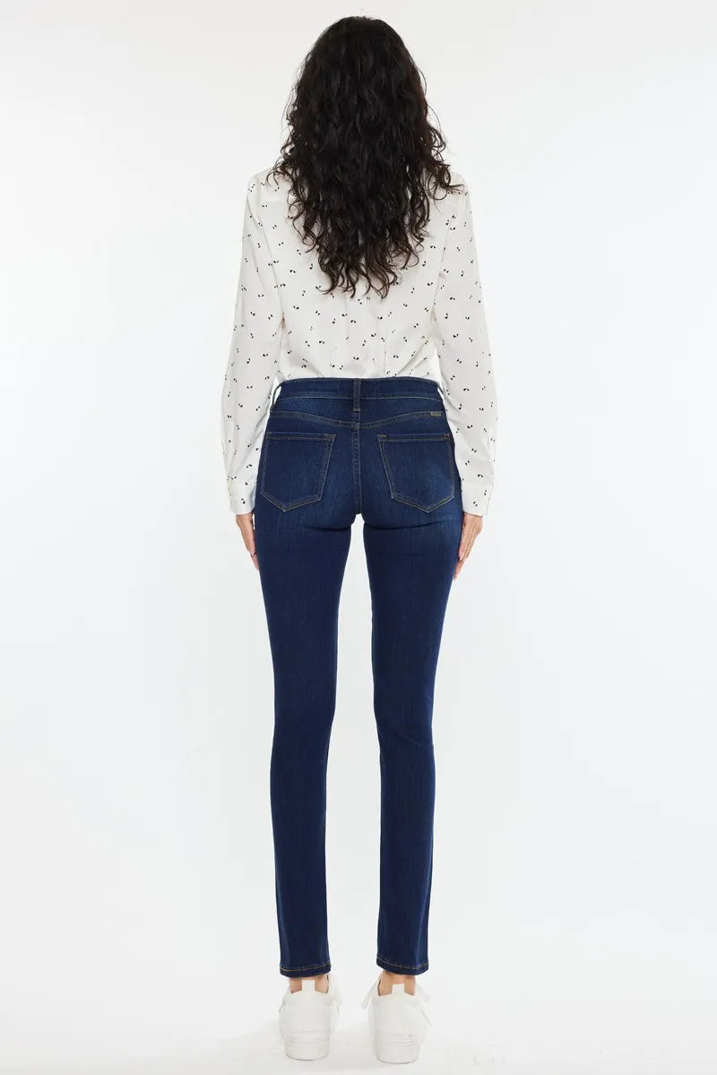 Kancan Mid Rise Super Skinny Jeans with Dark Indigo Wash and Premium Stretch Denim - Love Salve