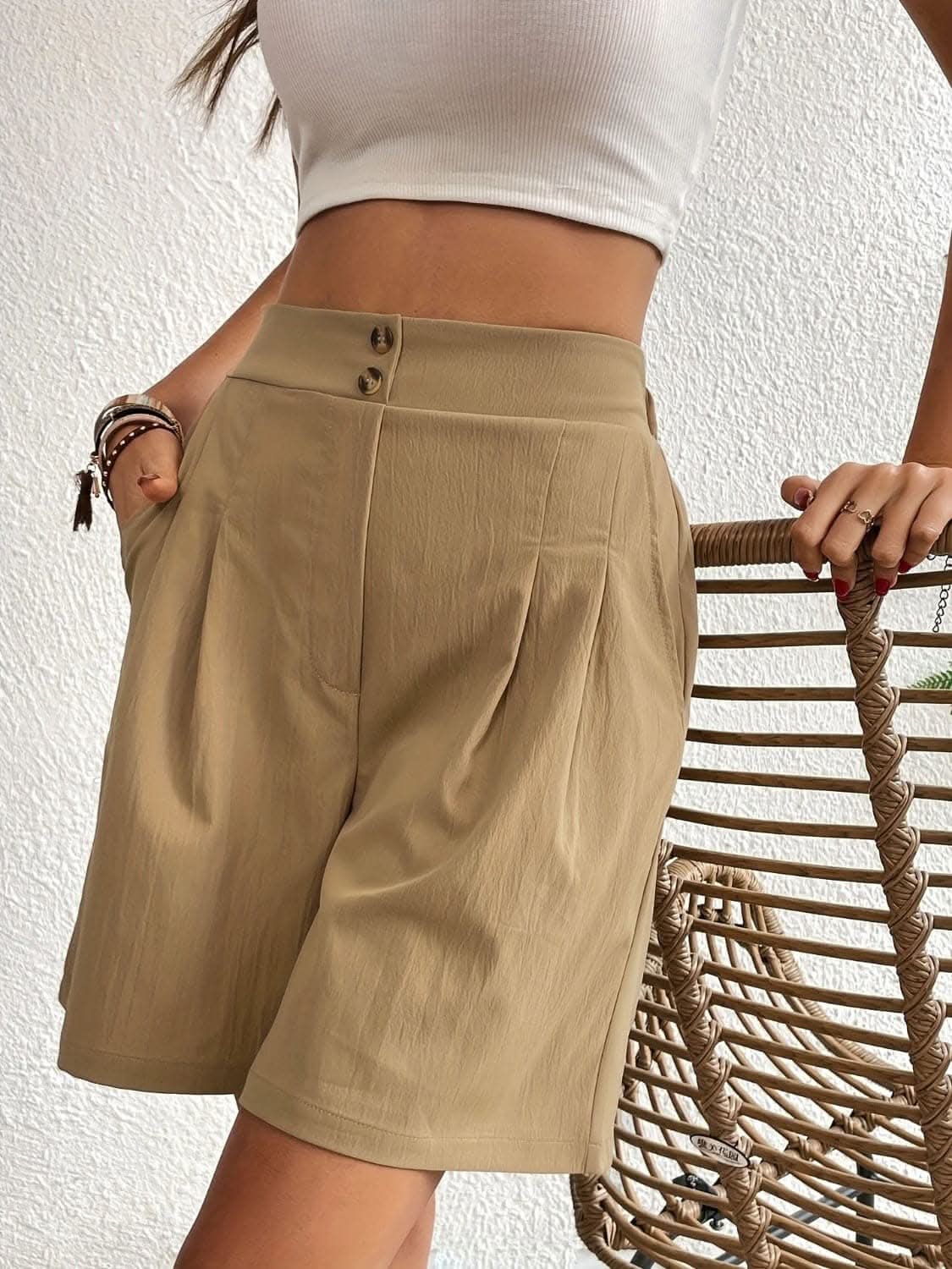 High-waisted pocket shorts for women - Love Salve