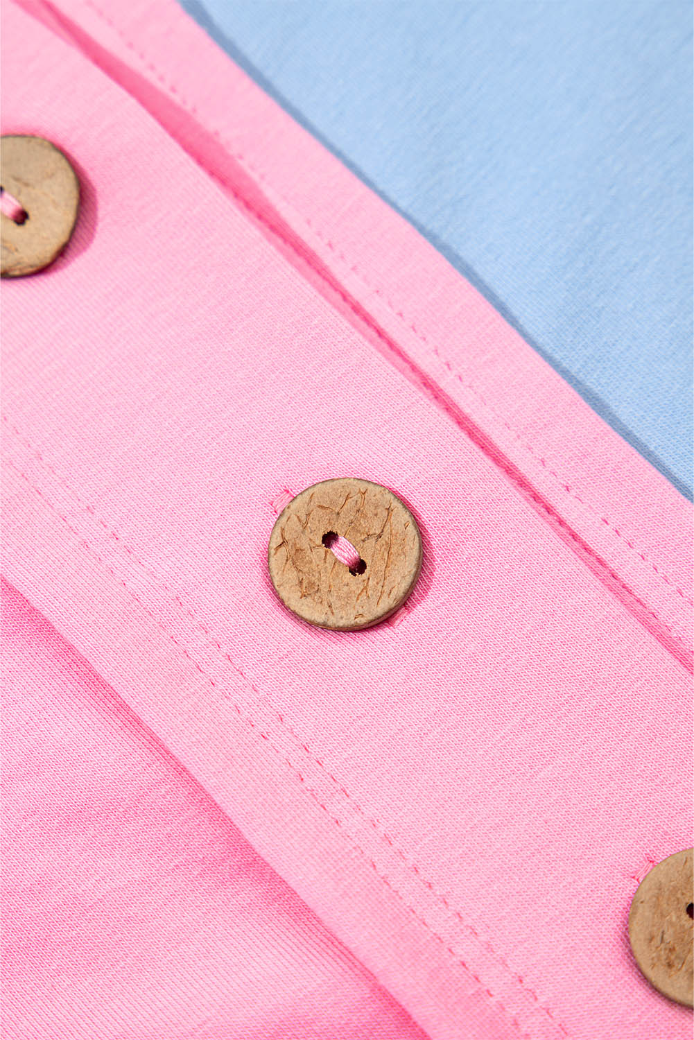 Myosotis Two Tone Half Buttons Collared T Shirt for Women