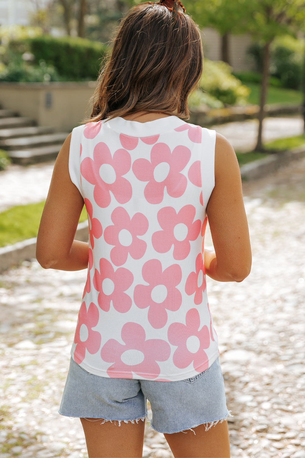 Andi Flower Knitted V Neck Tank Top for Women - Love Salve