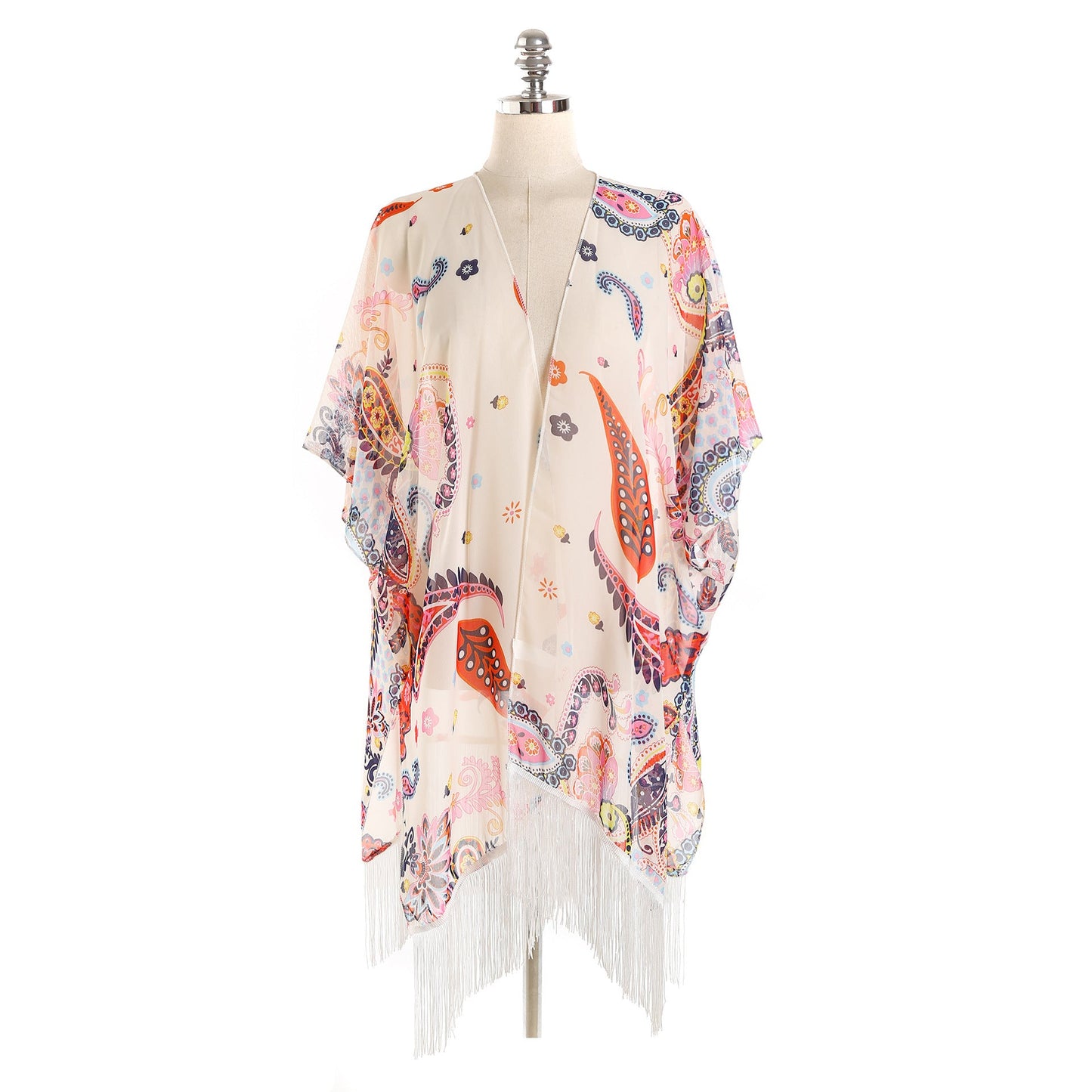 Spring Summer Dual Color Patchwork Paisley Beach Bikini Sun Protection Outwear Blouse