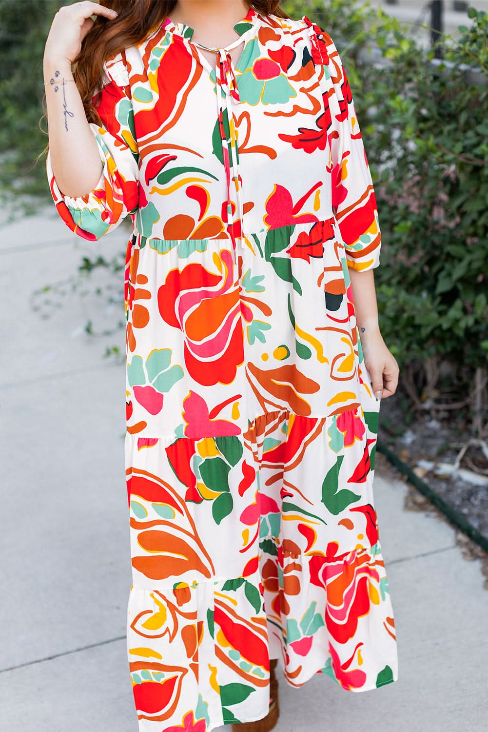 Plus size orange floral dress - Love Salve