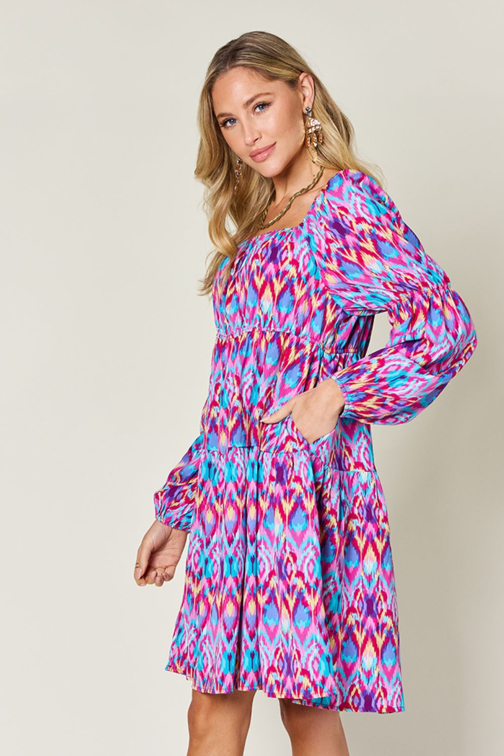 Double Take: Long Sleeve Print Dress