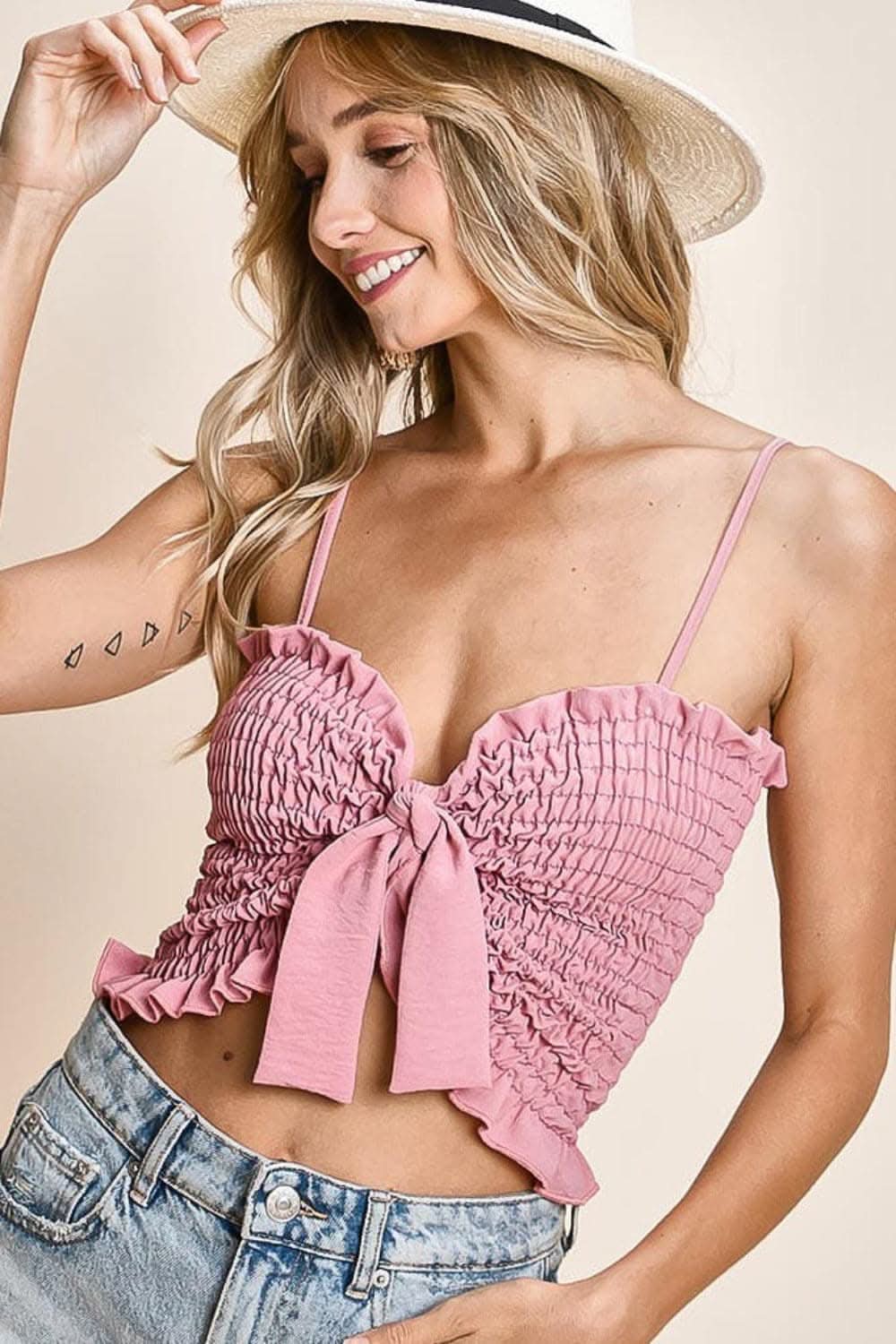 BiBi ruffled smocked cami - Love Salve