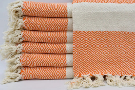 Venice Orange Turkish Towel 100 Percent Cotton 40 Inch by 70 Inch Quick Dry Sand Resistant Eco Friendly Beach Bath Blanket - Love Salve