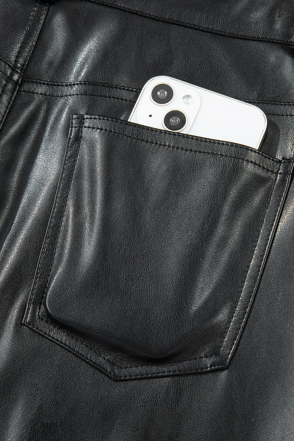 Black Faux Leather Side Slit Maxi Skirt For Evening Wear Dear-Lover Dropshipping