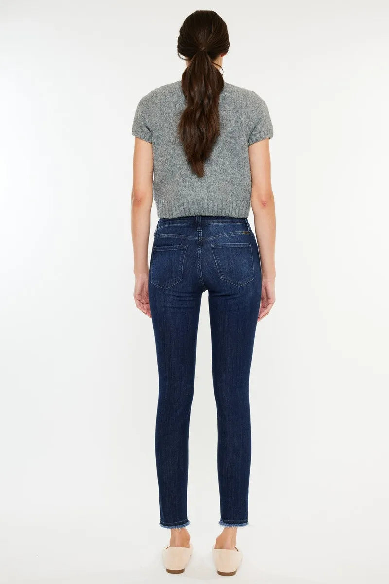 Kancan High Rise Slim Fit Raw Hem Ankle Jeans - Love Salve