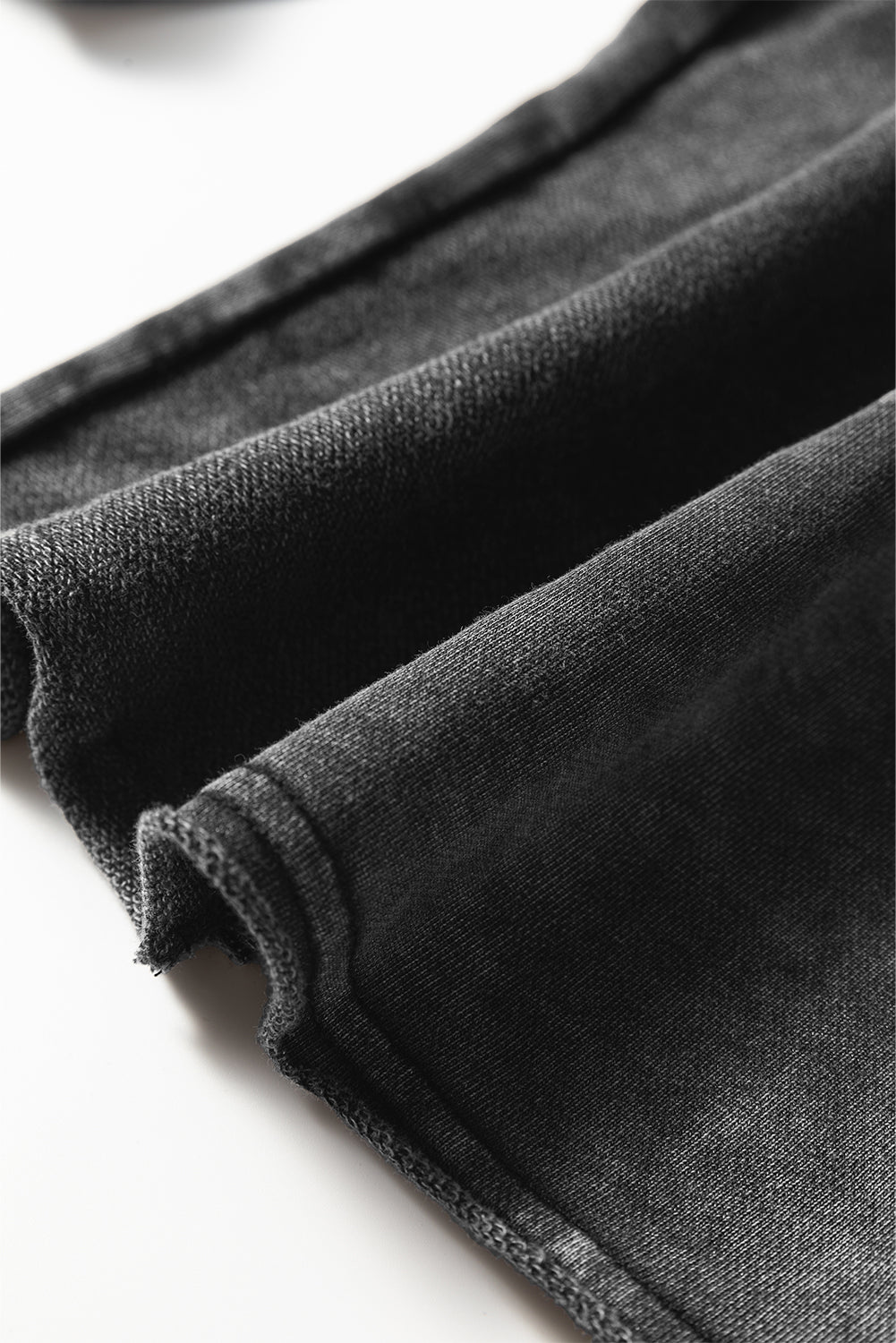 Premium Black Mineral Wash Tiered Wide Leg Patchwork Drawstring Pants