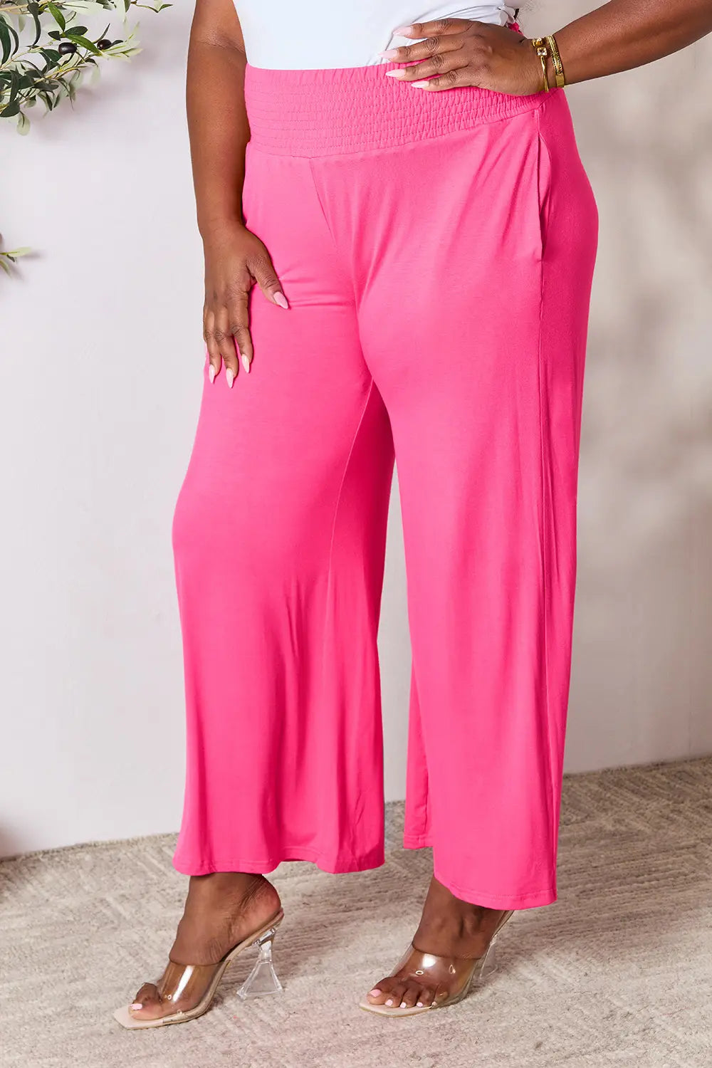 ShopBasicbae: Smocked Wide Leg Pants