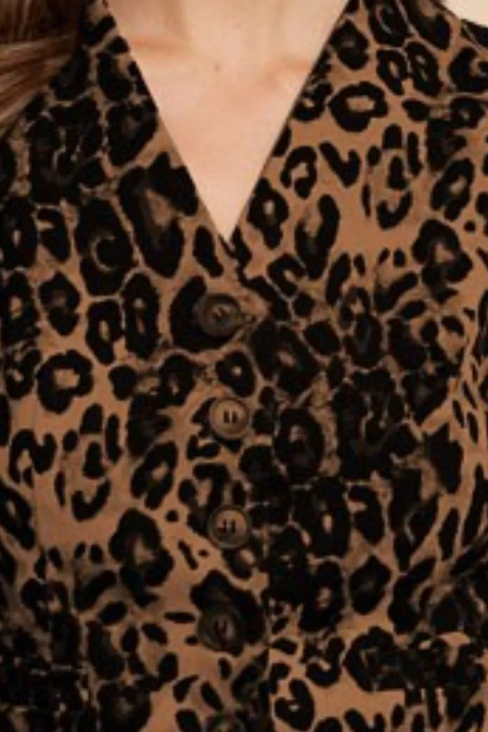 Annie Wear Stretch Leopard Denim Button Down Vest - Love Salve