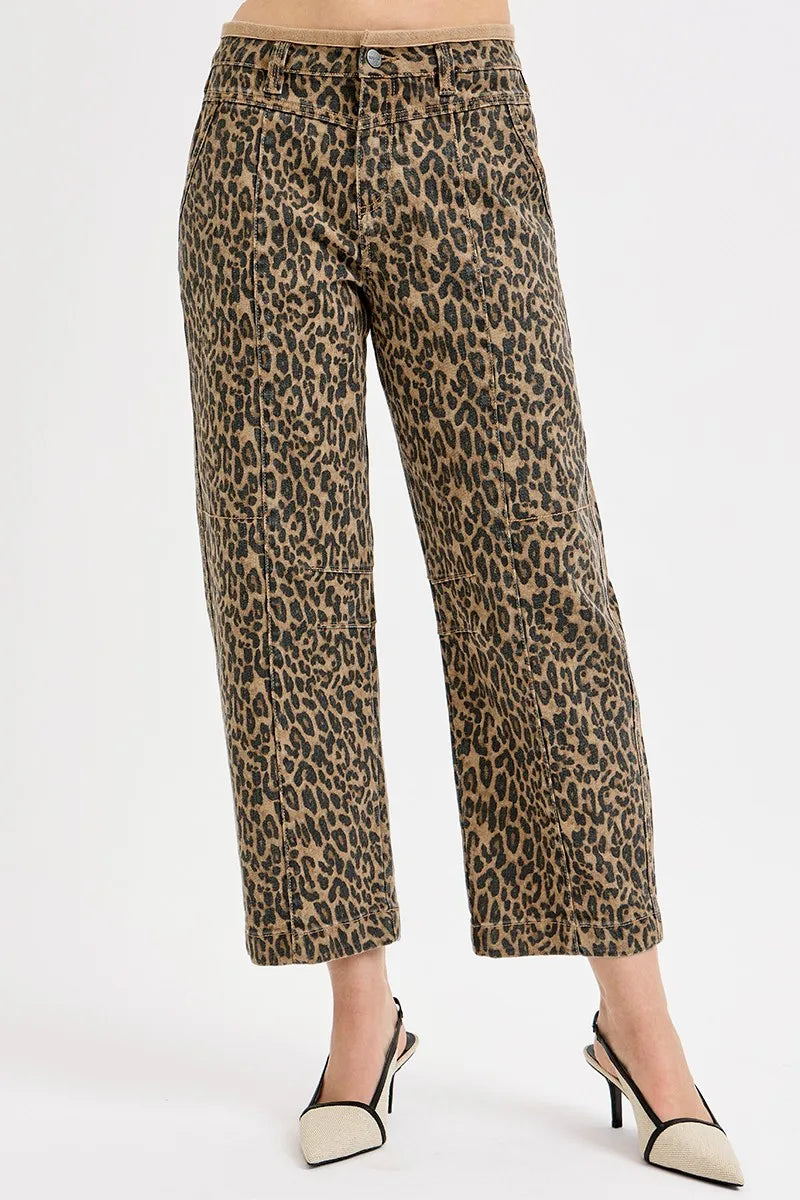 Risen Full Size Mid Rise Crop Relaxed Jeans Plus Size Leopard Print - Love Salve